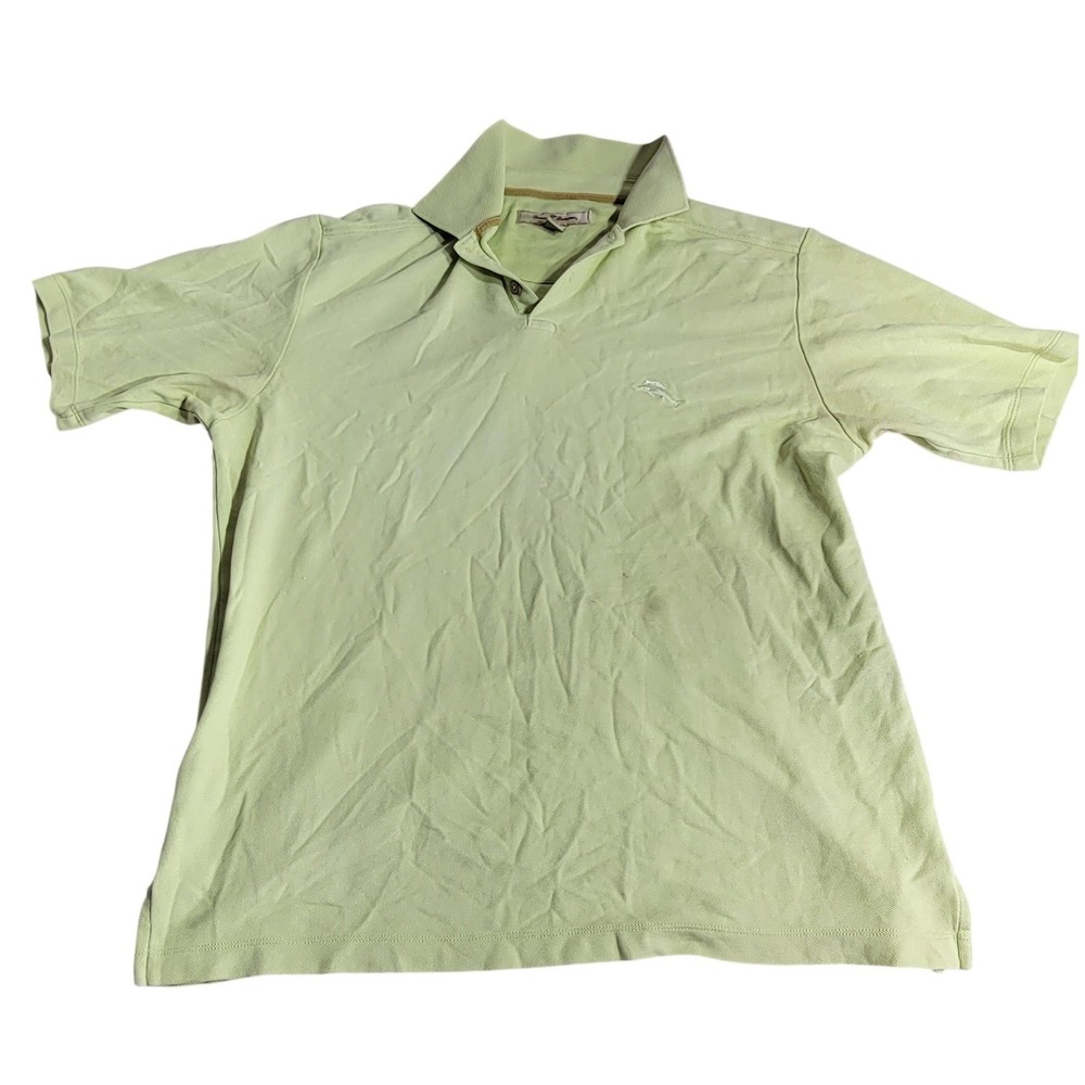 Tommy Bahama Mens Pima Cotton Blend Polo Shirt Lime Green Marlin Logo Size M
